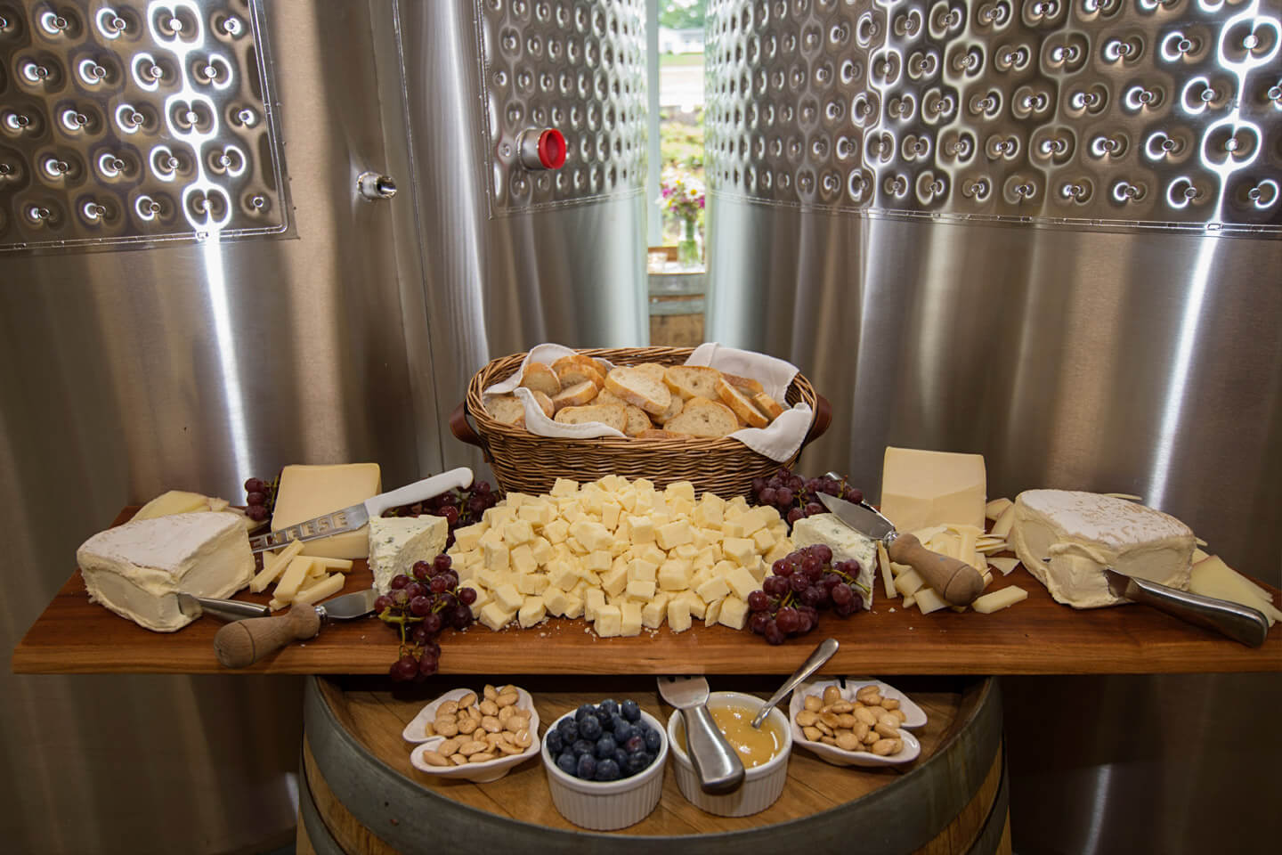 Lakewood Vineyards Event cheese assortment for wine tasting event